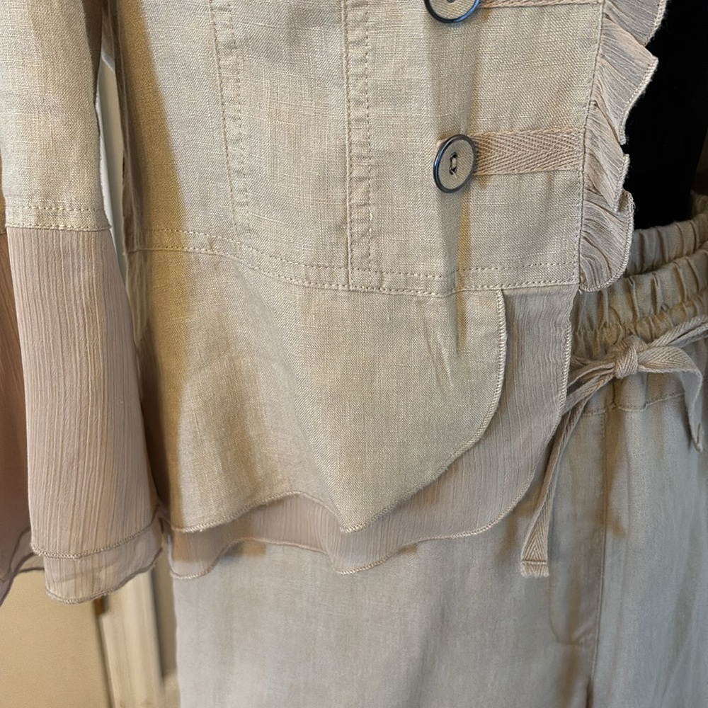 NWOT Multiples Tan Linen Suit with Jacket and Pants - Picture 4 of 15